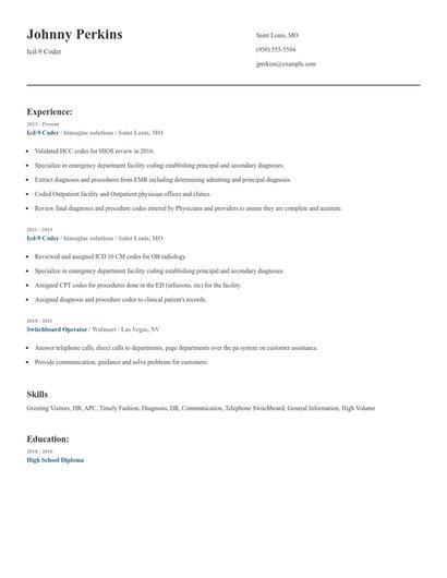 Icd-9 Coder Resume
