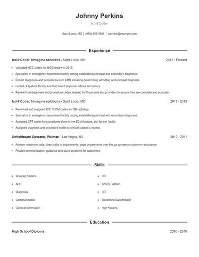 Icd-9 Coder Resume
