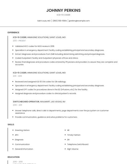 Icd-9 Coder Resume