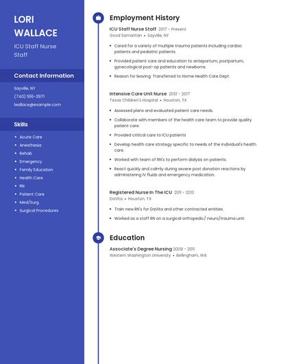 ICU Staff Nurse Staff Resume