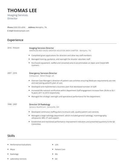 Imaging Services Director Resume