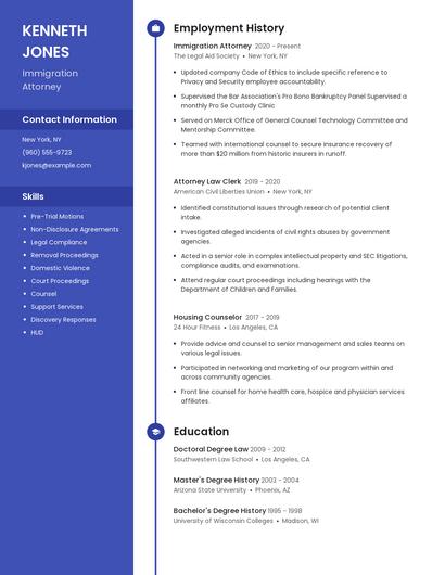 Immigration Attorney Resume
