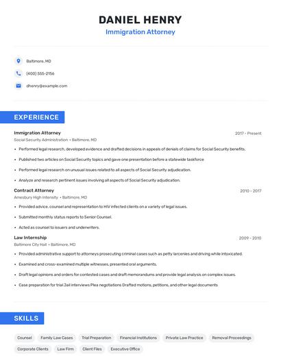 Immigration Attorney Resume
