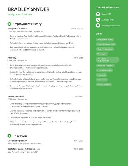 Immigration Attorney Resume