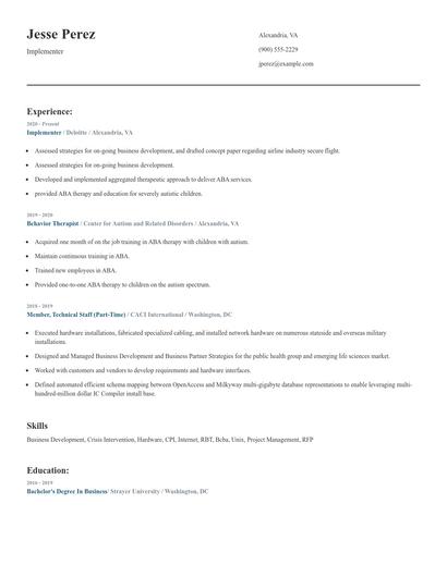 Implementer Resume