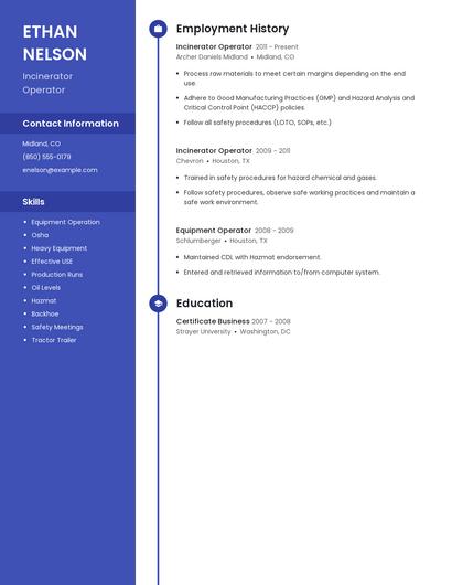 Incinerator Operator Resume