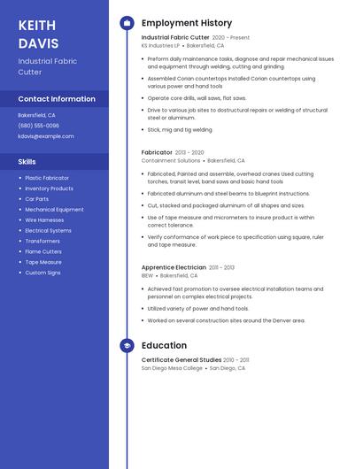 Industrial Fabric Cutter Resume