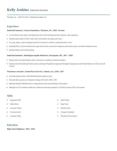 Industrial Insulator Resume