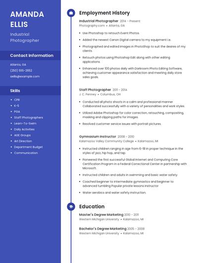 Industrial Photographer Resume