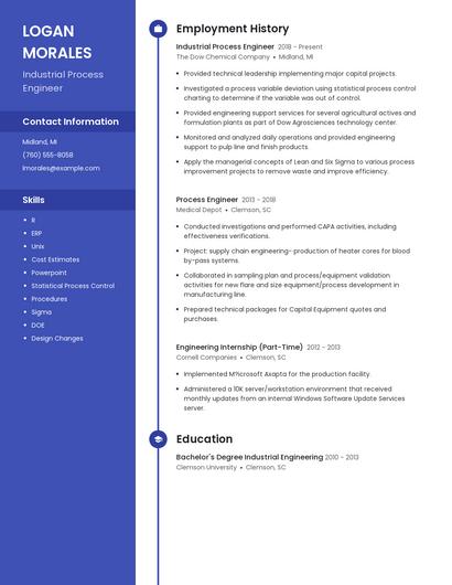 Industrial Process Engineer Resume