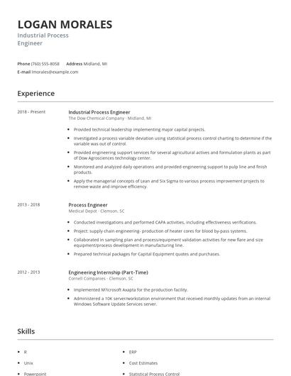 Industrial Process Engineer Resume