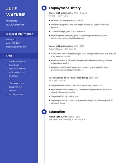 Industrial Radiographer Resume