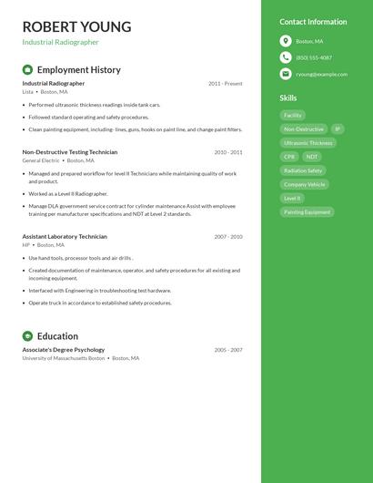 Industrial Radiographer Resume