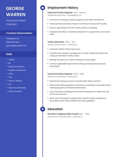 Industrial Safety Engineer Resume