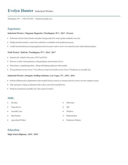 Industrial Worker Resume