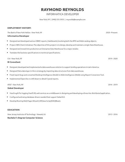 Informatica Developer Resume