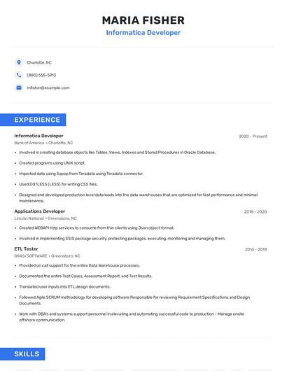 Informatica Developer Resume
