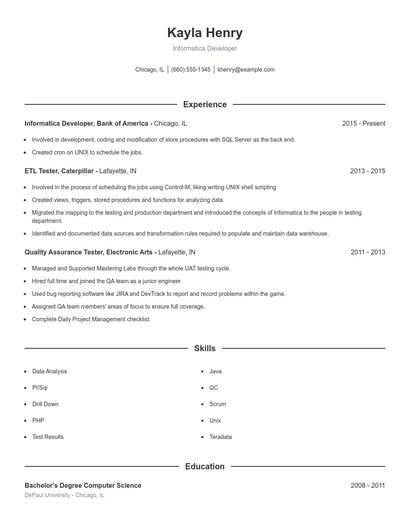 Informatica Developer Resume