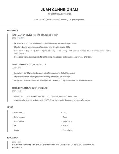 Informatica Developer Resume