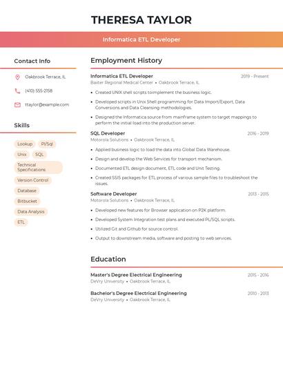 Informatica ETL Developer Resume