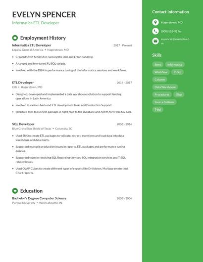 Informatica ETL Developer Resume