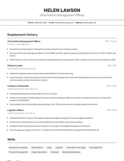 Information Management Officer Resume