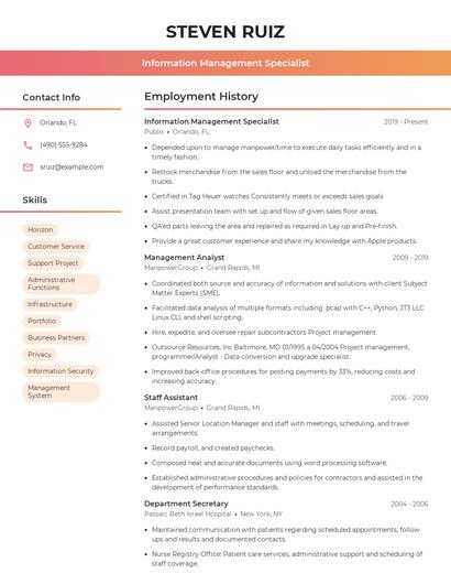 Information Management Specialist Resume