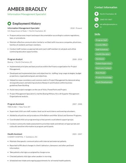 Information Management Specialist Resume
