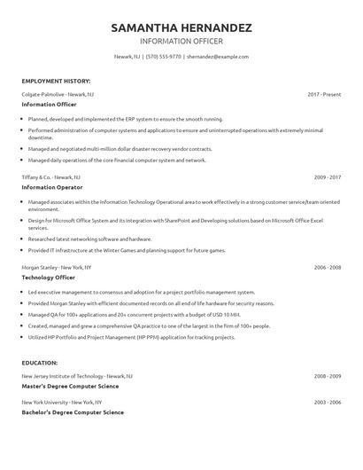 Information Officer Resume