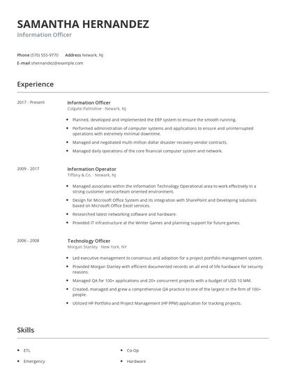 Information Officer Resume