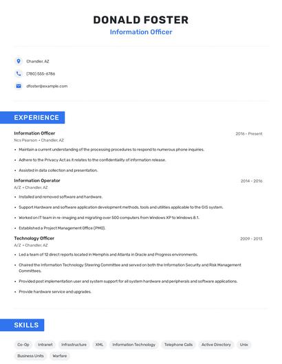 Information Officer Resume