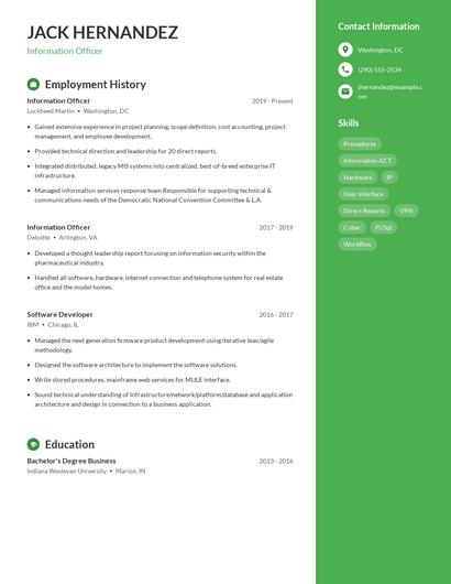 Information Officer Resume