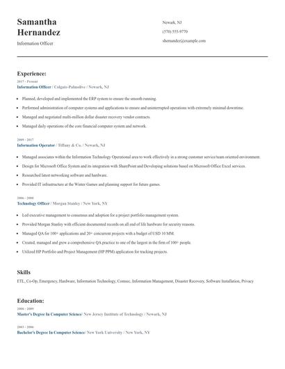 Information Officer Resume