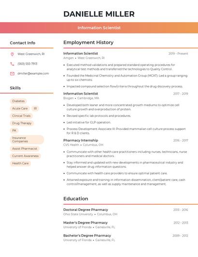 Information Scientist Resume