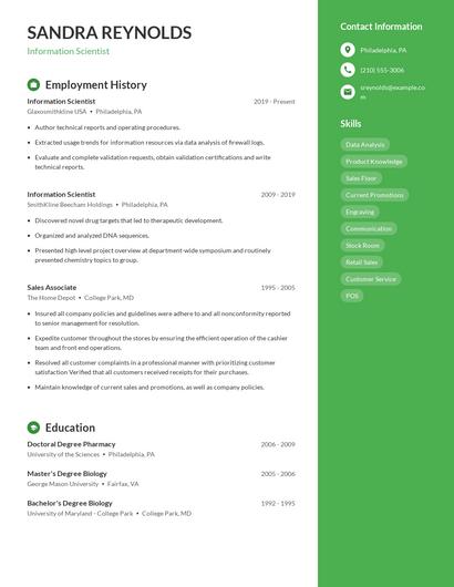 Information Scientist Resume
