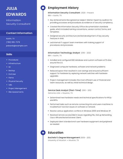 Information Security Consultant Resume