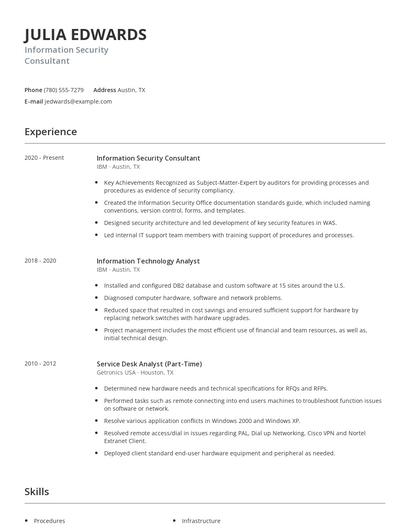 Information Security Consultant Resume