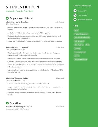 Information Security Consultant Resume