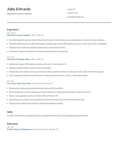 Information Security Consultant Resume