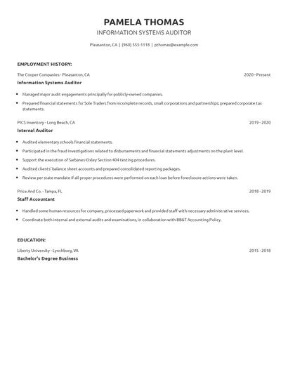 Information Systems Auditor Resume