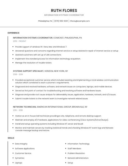 Information Systems Coordinator Resume