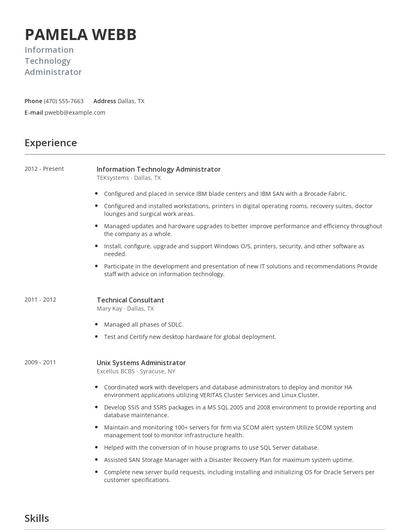 Information Technology Administrator Resume