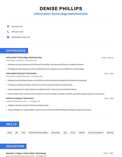 Information Technology Administrator Resume