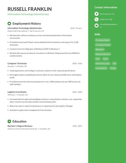 Information Technology Administrator Resume