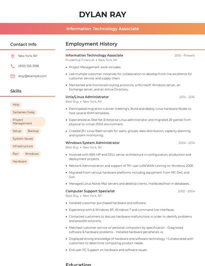 Information Technology Associate Resume