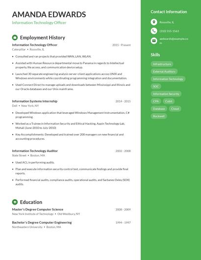 Information Technology Officer Resume