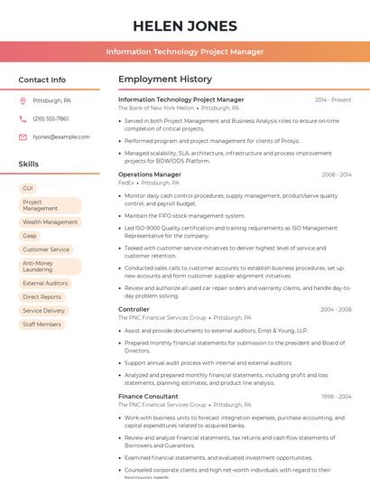 Information Technology Project Manager Resume