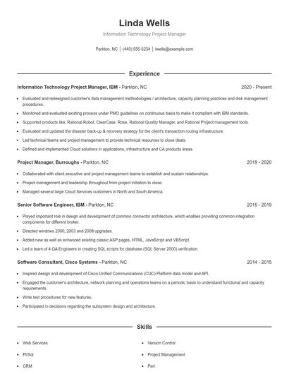 Information Technology Project Manager Resume