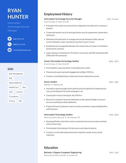 Information Technology Security Manager Resume