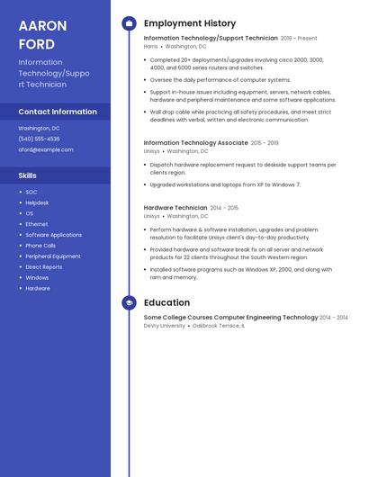 Information Technology/Support Technician Resume